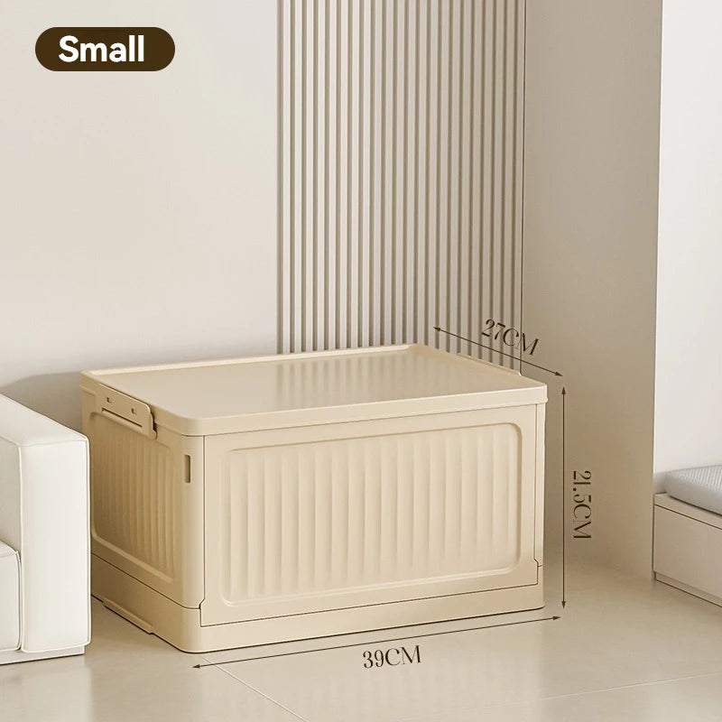 Folding Storage Box – Multifunction Foldable Plastic Organizer with Lid for Household Supplies
