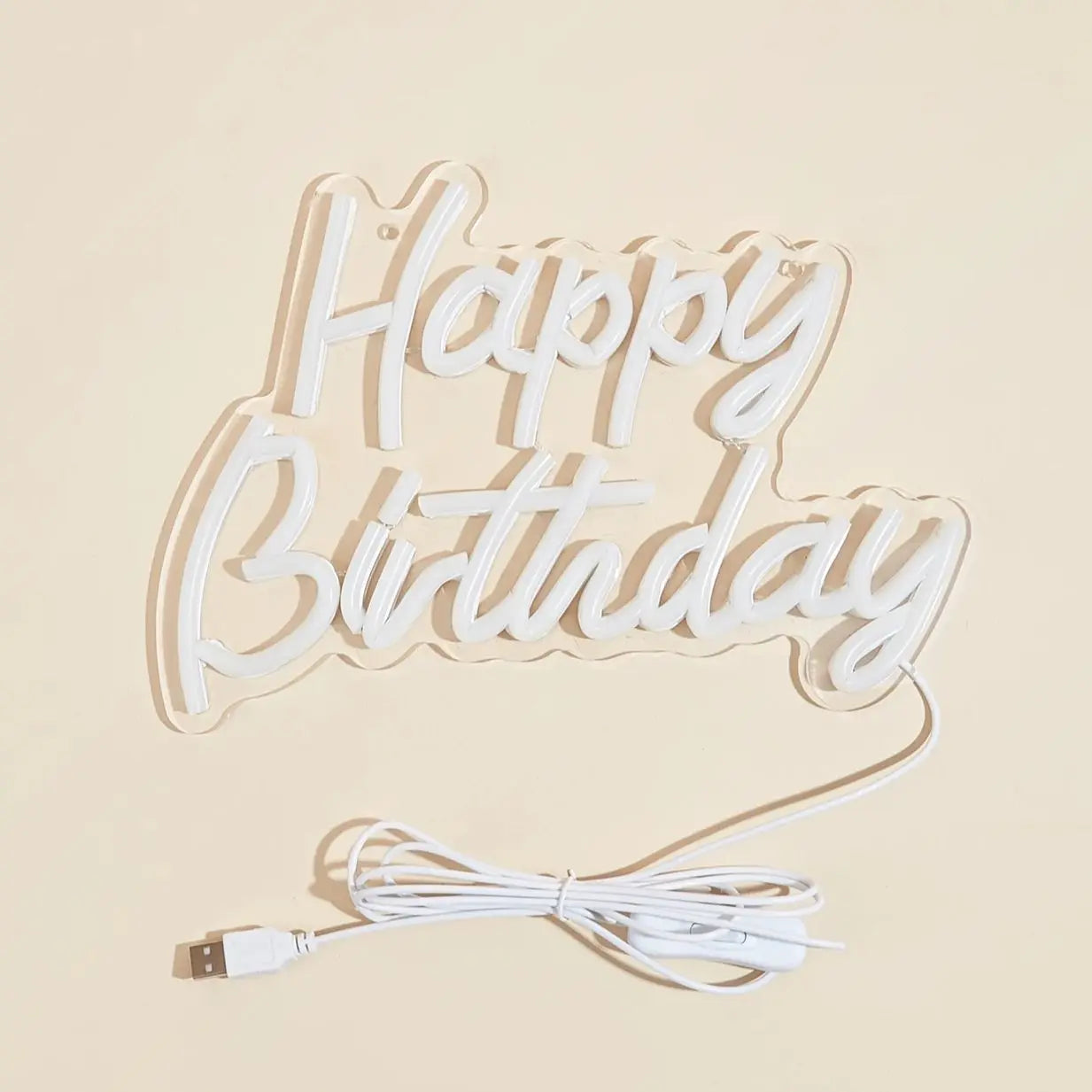 Chi-buy LED Neon Happy Birthday Sign – USB Powered 3D Wall Art Night Light for Bedroom and Living Room Decor