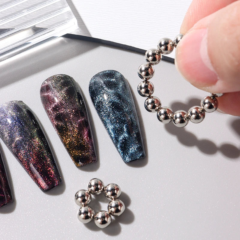 Ocean Wave Cat Eye Nail Magnetic Beads - Shiny Flower Marble Water Ripple Effect DIY Manicure Tools 10/20PCS