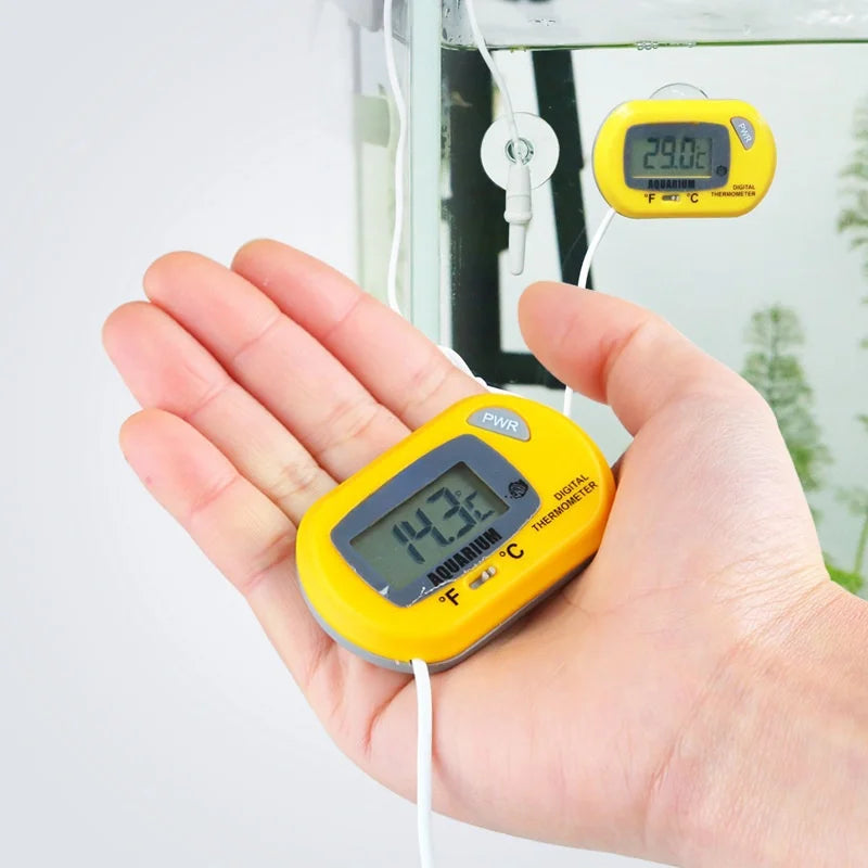 Digital Aquarium Thermometer with Probe – Suction Cup Water Temperature Gauge for Fish Tanks, Celsius (℃) Display