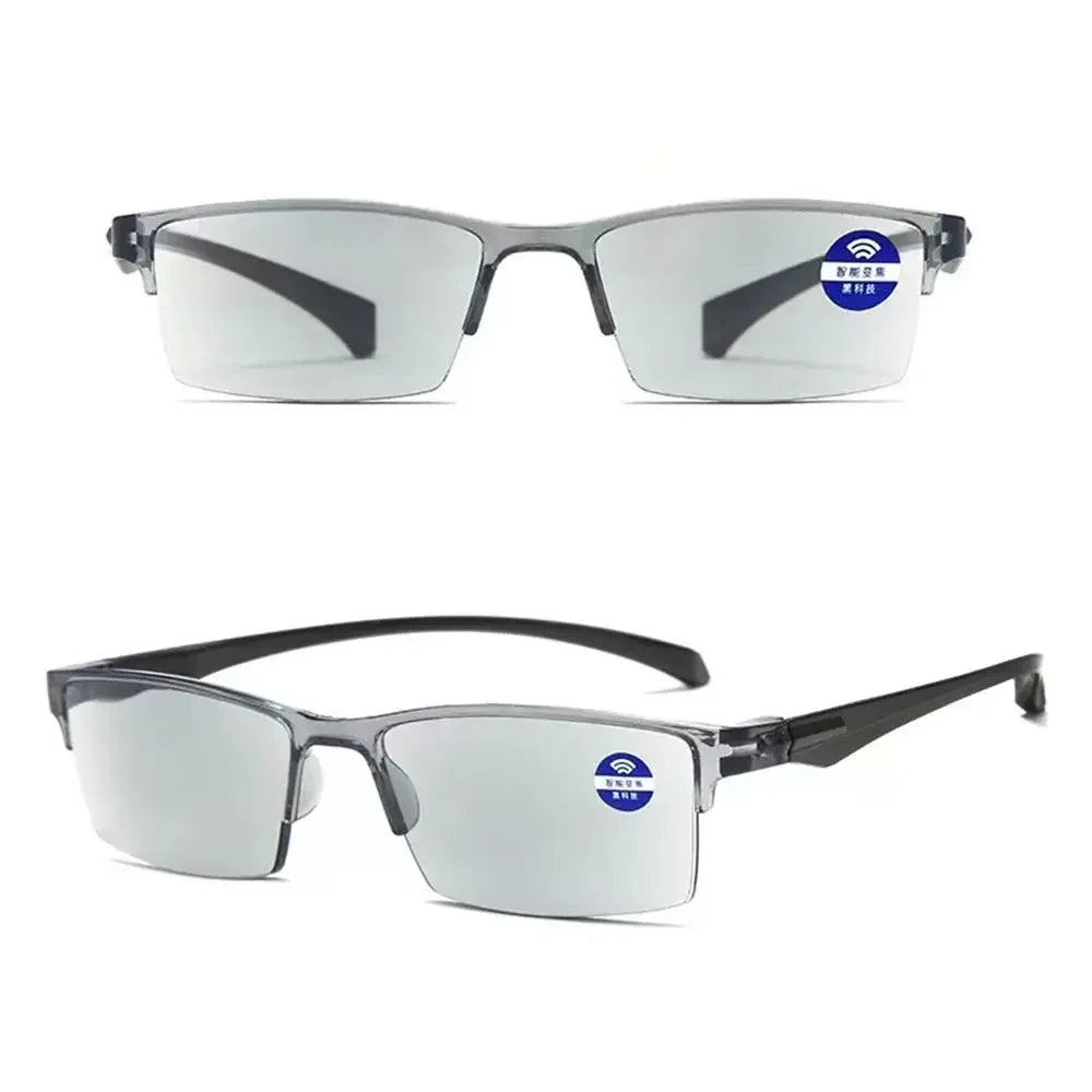Smart Automatic Zoom Reading Glasses – Autofocus Anti-Blue Ray Half-Rim Eyewear for Near & Far Vision