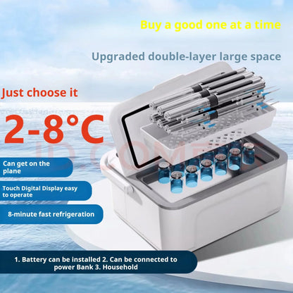 Insulin Drug Refrigerator — LED Large Screen, Double-Layer, Portable Car Cooler with Constant Temperature