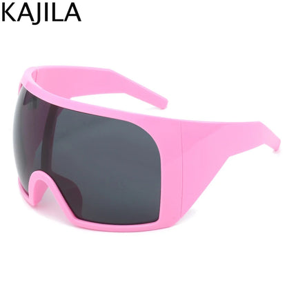 2025 Oversized Punk Shield Sunglasses – Luxury Steampunk Big Frame UV400 Sport Goggles for Women & Men