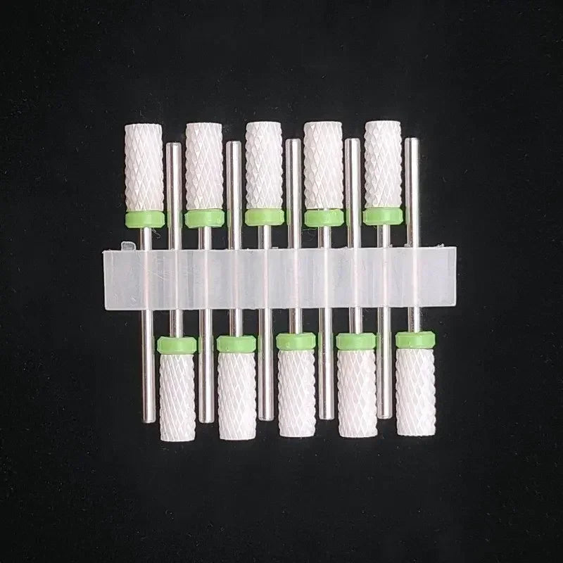 10PCS Ceramic Nail Drill Bits - Rotary Milling Cutters for Gel Polish Removal & Nail Grinding Machine Accessories