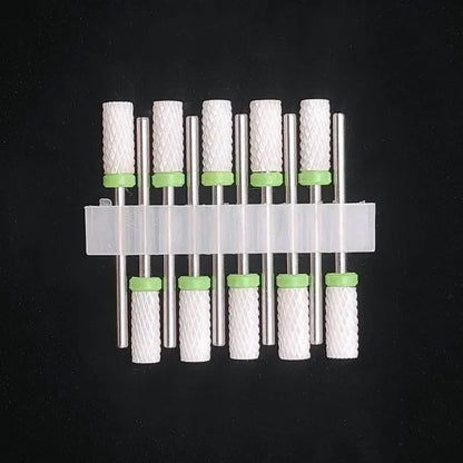 10PCS Ceramic Nail Drill Bits - Rotary Milling Cutters for Gel Polish Removal & Nail Grinding Machine Accessories