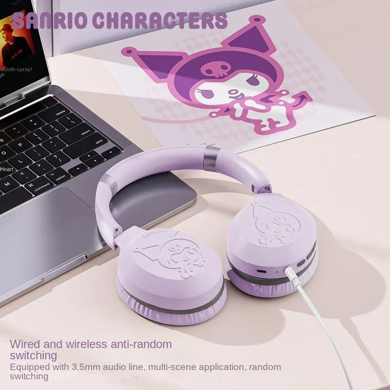 Hello Kitty & Kuromi Wireless Bluetooth Headset — Kawaii Cartoon Character Student Headphones, New Style