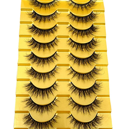 5/10 Pairs 3D Mink False Eyelashes – Wispy Handcrafted Full Strip Short Natural Lashes for Makeup