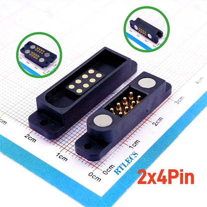 Magnetic Pogo Pin Connector - 2A Spring Loaded Male Female 2.54mm DC Power Socket, 8/10/12/14/16/20 Position Contacts, 1/3/5 Pairs