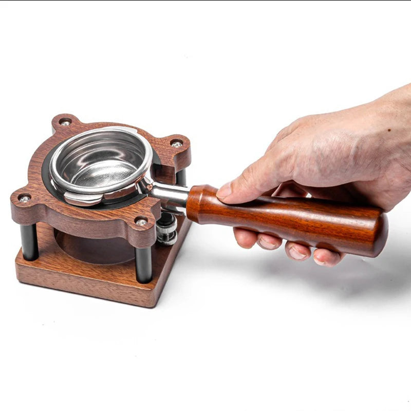 51/53/54/58mm Wood Coffee Tamper Station – Portafilter & Filter Screen Holder Stand for Espresso Barista Tools