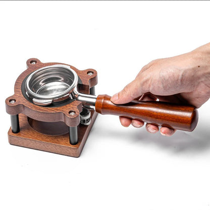51/53/54/58mm Wood Coffee Tamper Station – Portafilter & Filter Screen Holder Stand for Espresso Barista Tools