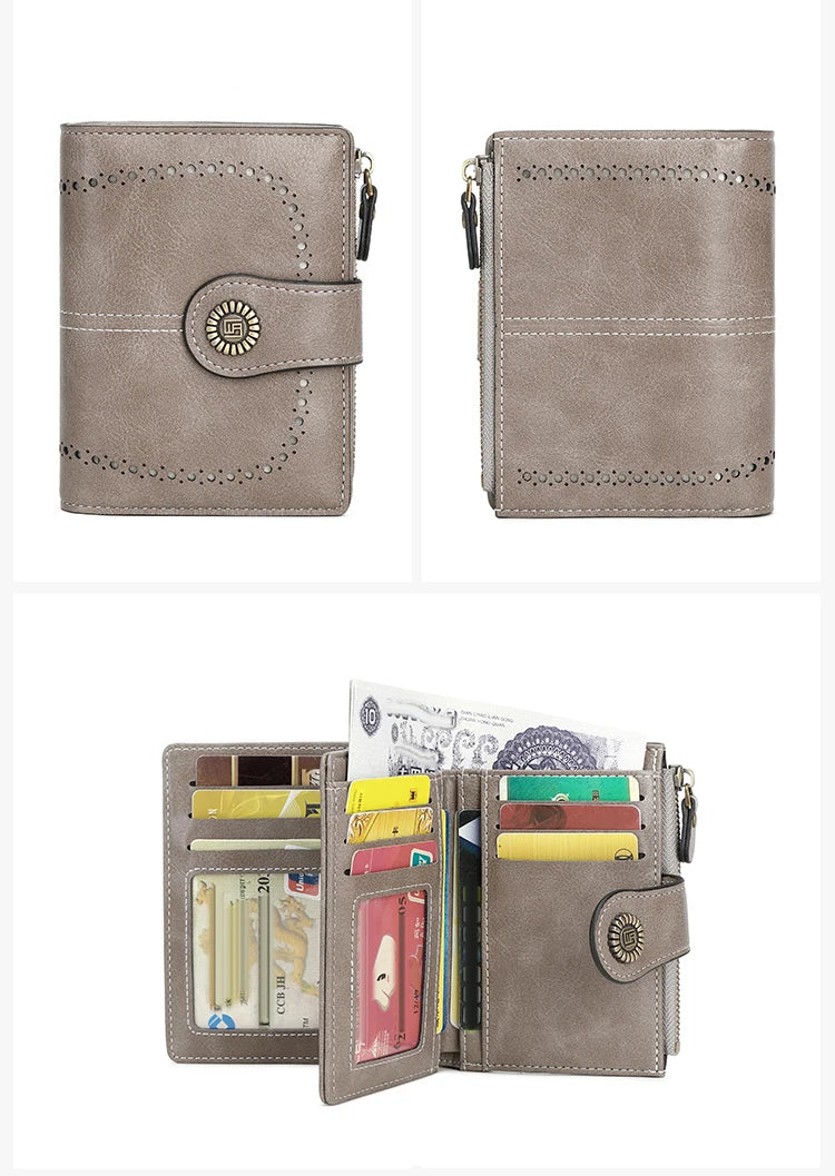 Fashionable Women’s Retro Short Wallet – PU Leather Multifunctional Handbag with Large Capacity, Multi-Card Slot & Coin Pocket