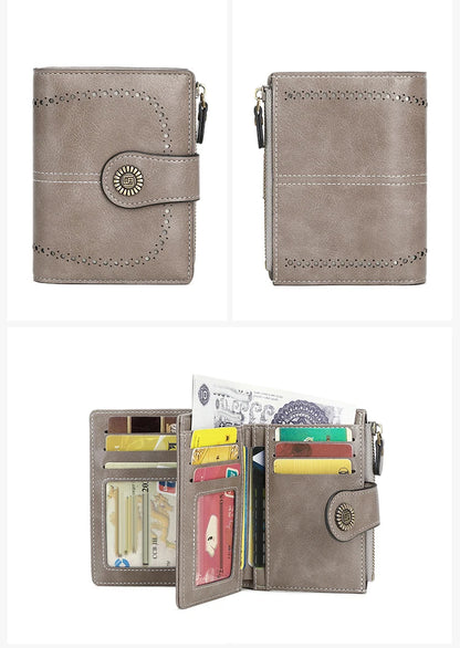 Fashionable Women’s Retro Short Wallet – PU Leather Multifunctional Handbag with Large Capacity, Multi-Card Slot & Coin Pocket