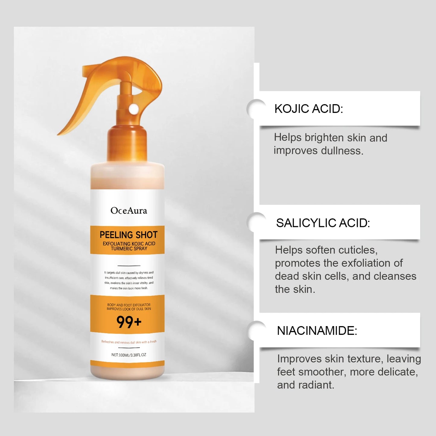 Kojic Acid Turmeric Spray & Serum - Exfoliating Hydrating Skin Care Treatment for Smooth, Nourished Skin