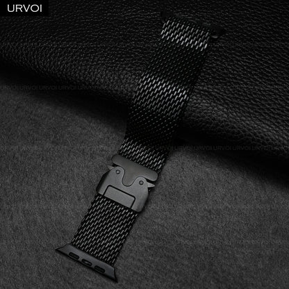 URVOI Stainless Steel Mesh Band for Apple Watch Ultra 2/1, Series 10/9 – 316L Secure Parachute Buckle, 46/49mm