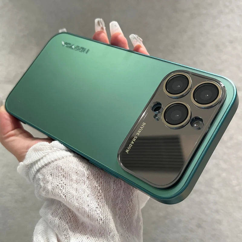 Luxury Mirror Glass iPhone Case - AG Matte Shockproof Protective Cover for iPhone 11-17 Pro Max