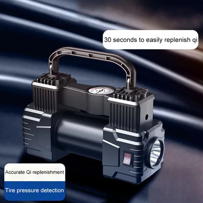 12V 150PSI Mini Air Compressor – Dual Cylinder Heavy Duty Tire Inflator with LED Light, Car Electric Pump