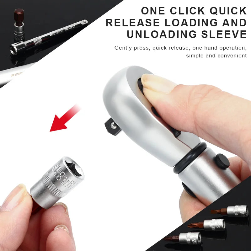 RIDERACE 15PCS Bicycle Torque Wrench Set | 1/4" 2-24Nm Dual Direction Allen Key & Socket Spanner Kit