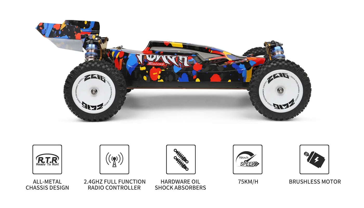 New WLtoys 124007 1/12 Brushless RC Car — 4WD 75KM/H Off-Road Drift with 2.4G One-Hand Remote, Racing Toy for Kids & Boys Gift