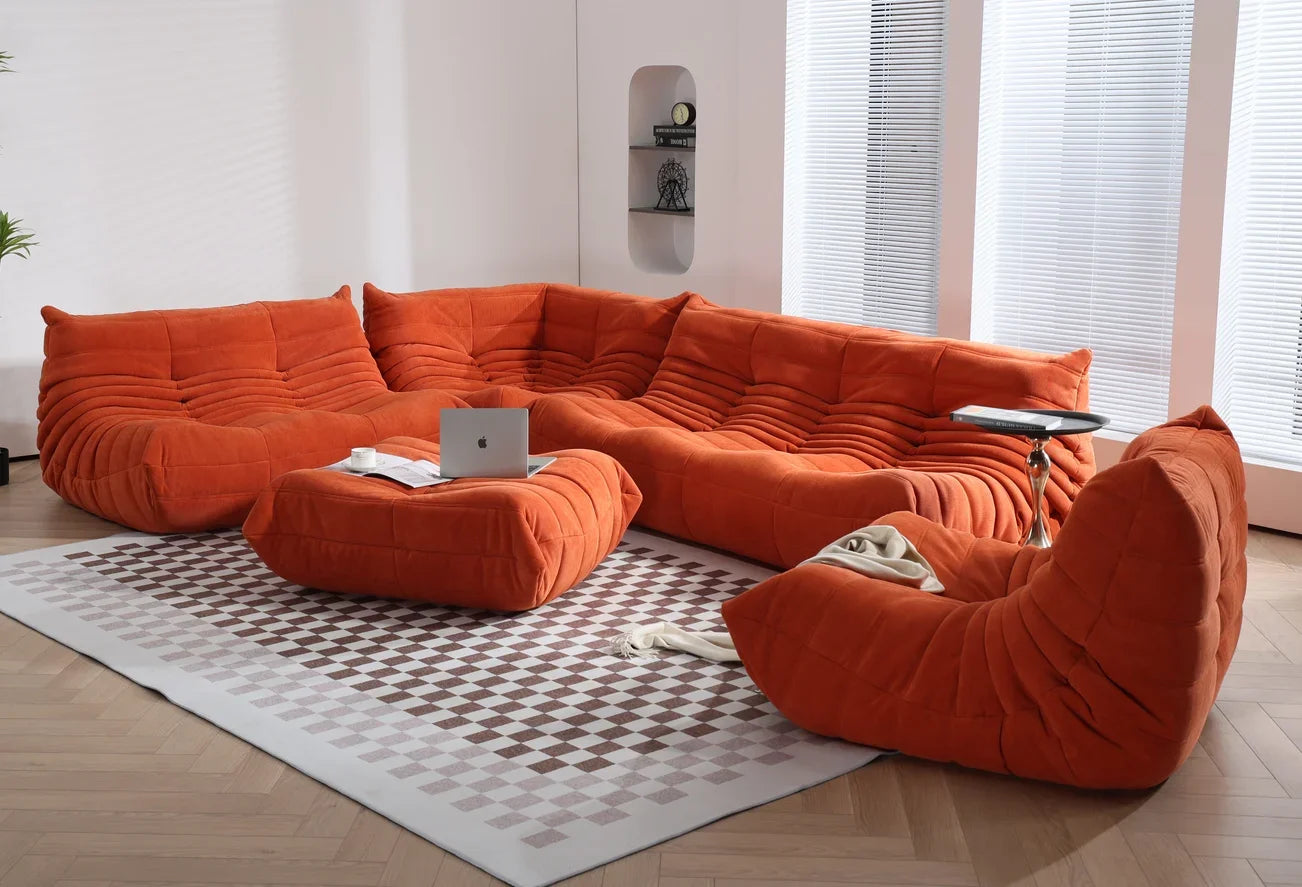 Caterpillar Togo Single Sofa – Tatami-Style Leisure Chair for Living Room or Bedroom, Reading & Relaxing Seat