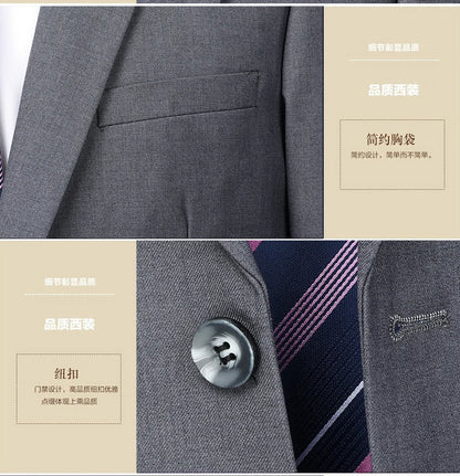2023 Men’s Two-Button Wedding Suit — Korean Slim Fit Fashion Business Formal Two-Piece Set (Blazer + Trousers)