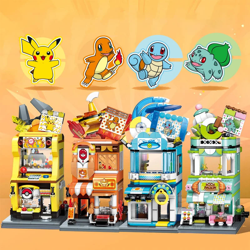 Original Pokémon Crane Game Block Set — Pikachu, Charizard, Squirtle & Bulbasaur Educational Model Toys for Kids’ Gifts