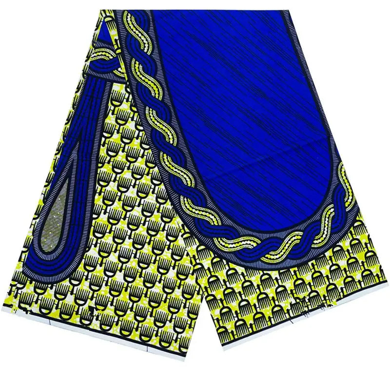 Cotton Batik Ankara Fabric - 100% African Wax Print Bronzing Golden Fabric 6 Yards for Dresses & Crafts