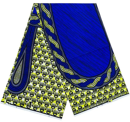 Cotton Batik Ankara Fabric - 100% African Wax Print Bronzing Golden Fabric 6 Yards for Dresses & Crafts
