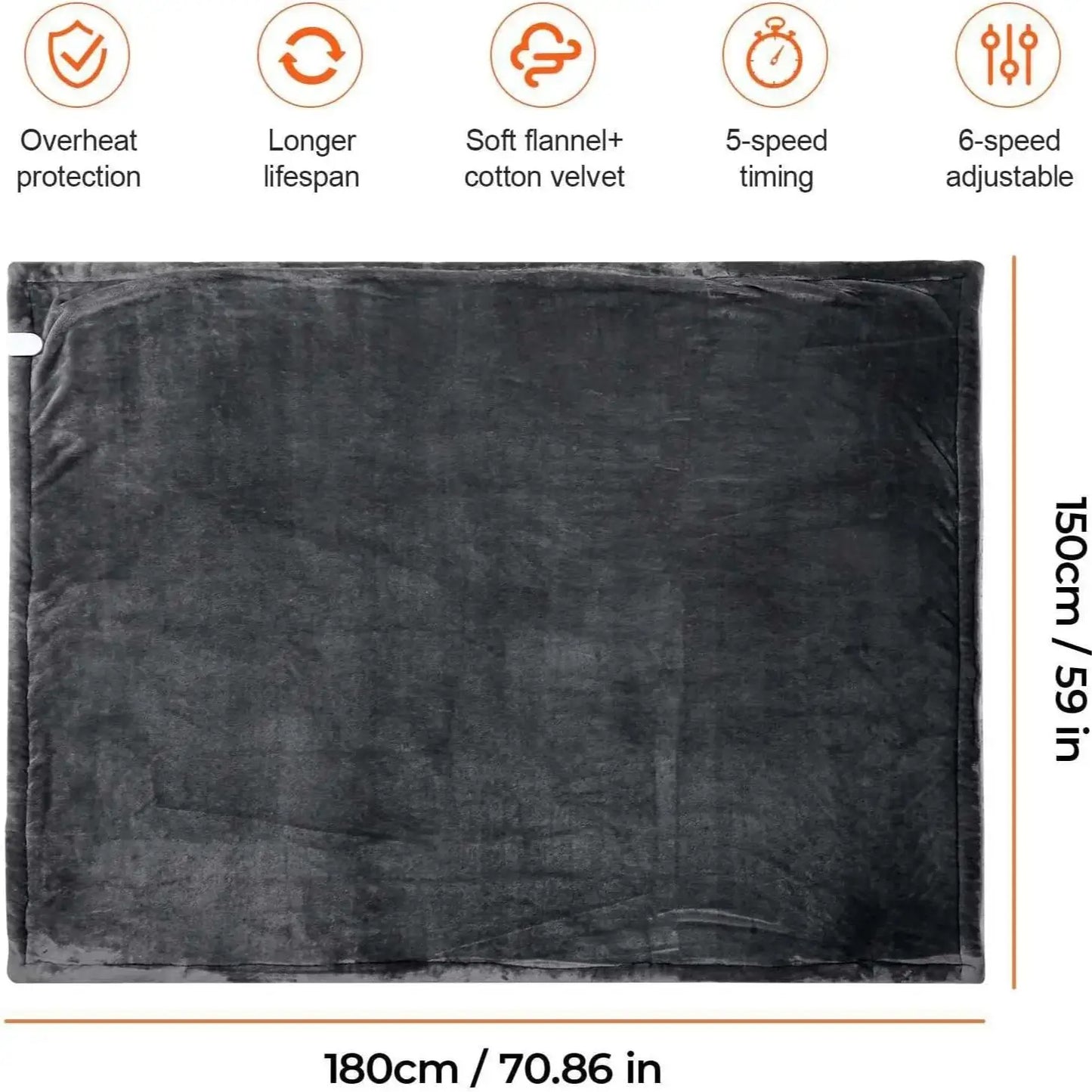 Heated Electric Blanket – Soft Throw with 6 Heating Levels, 4-Hour Auto-Off & Overheat Protection