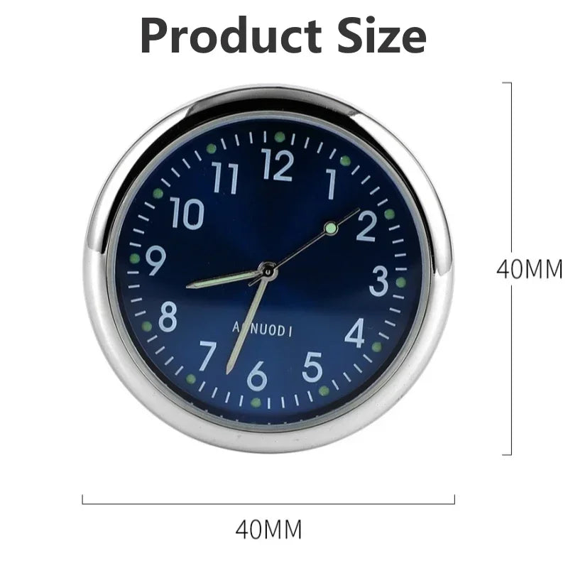 Luminous Car Clock - Mini Auto Stick-On Digital Watch for Cars, 40mm & 43mm Quartz Mechanic Ornament