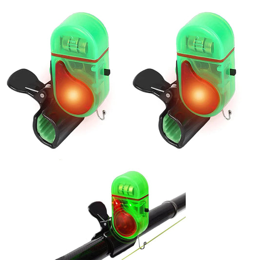 1/2PCS LED Fishing Bite Alarm - Electronic Fish Rod Clip-On Alert Bell with Sound & Light Indicator