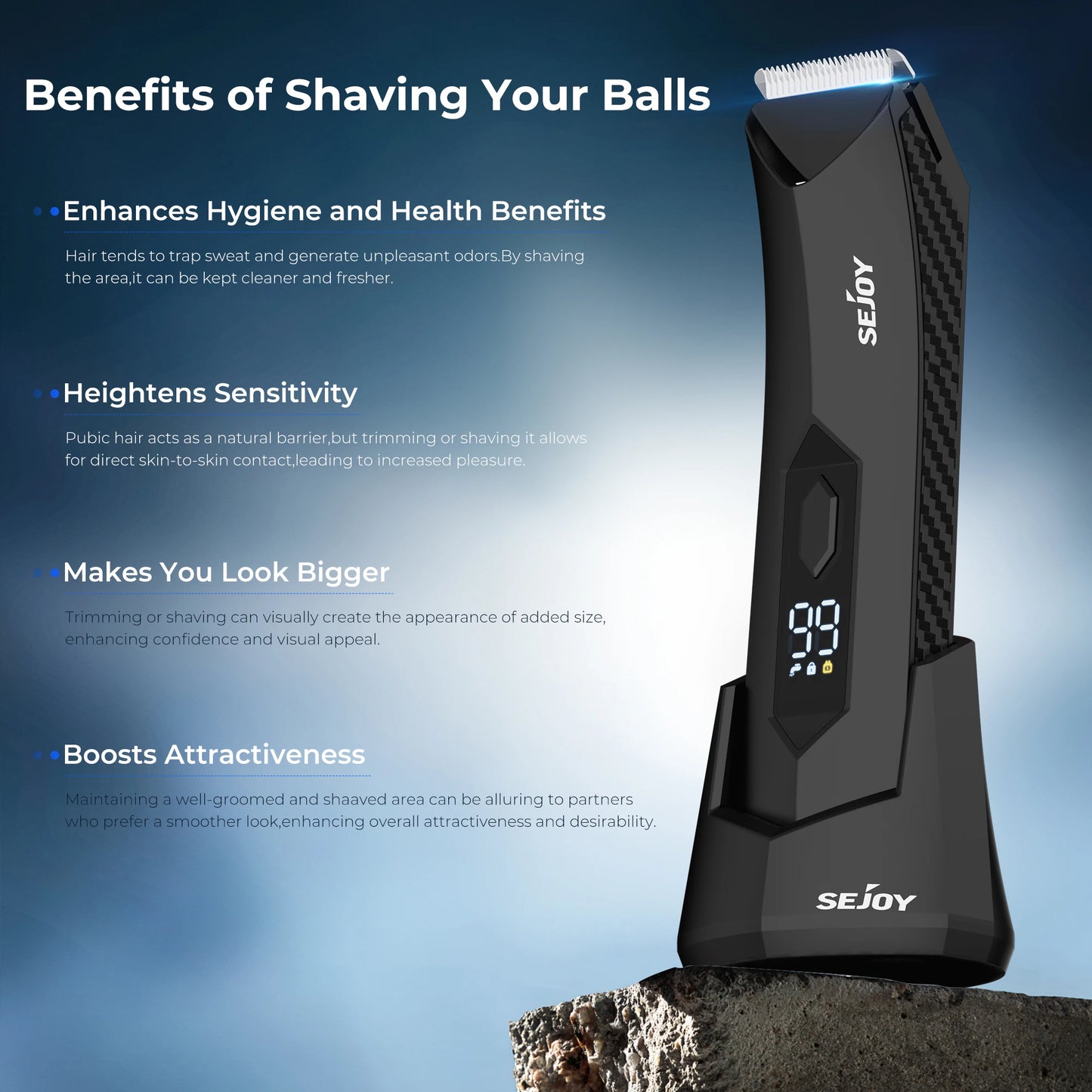 Sejoy Professional Men’s Hair Clippers – Electric Trimmer for Beard, Body, Groin & Pubic Hair Shaving