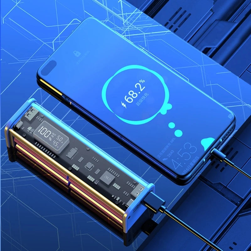 Professional 22.5W DIY Battery Charger Case – PD Fast Charging Box for 8PCS 18650 Polymer 20000mAh Battery