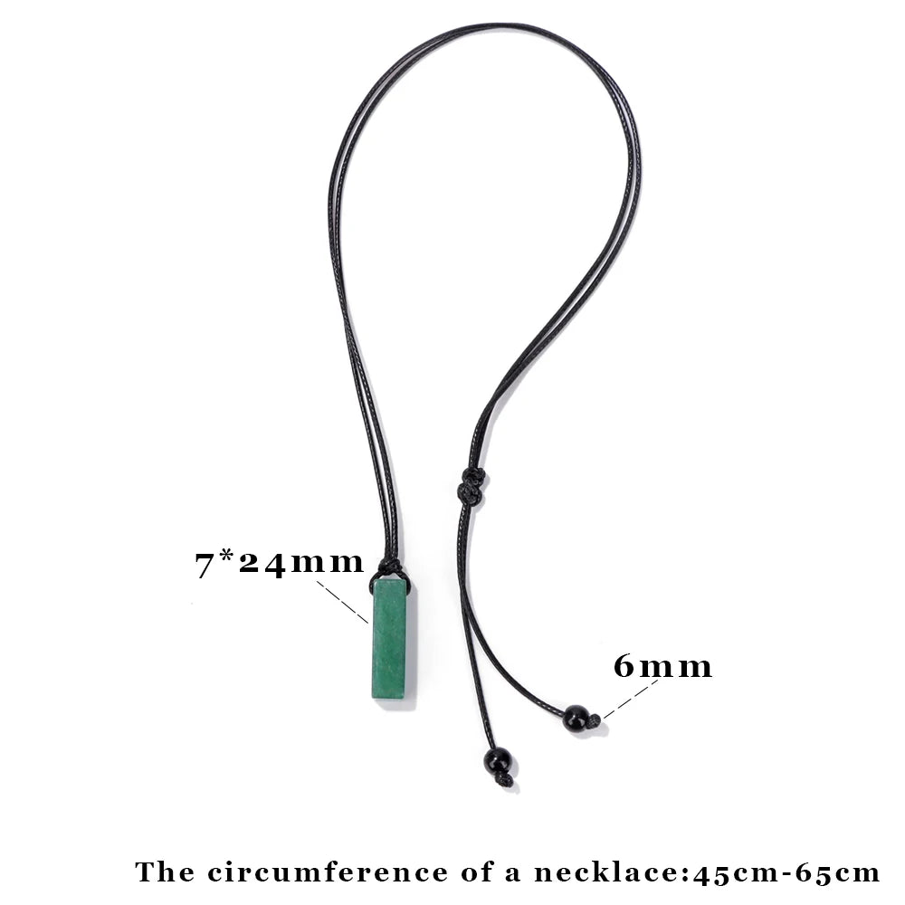 Men's Vintage Rectangle Obsidian Pendant Necklace – Natural Tiger Eye & Labradorite Gem, Leather Rope Braid Healing Jewelry
