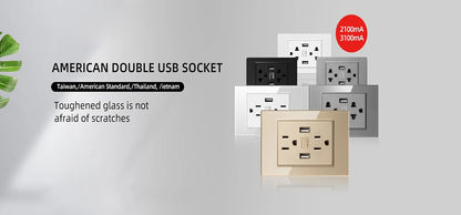 Herepow 118 Series Dual USB Wall Socket - Thailand & American Standard Smart Plug Adapter with Type-C 3.1A Fast Charging