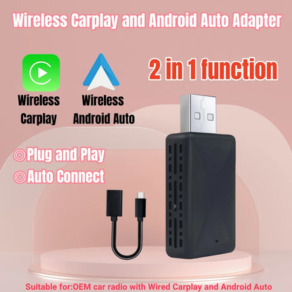 NEW 2 in 1 Wireless CarPlay and Android Auto Adapter – Smart USB Dongle Mini Box with Fast WiFi Connect