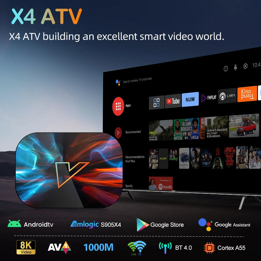 VONTAR X4 Android TV Box – Android 11.0, Amlogic S905X4, 4K, Google Voice Input, 4GB RAM, 32GB EMMC, WiFi