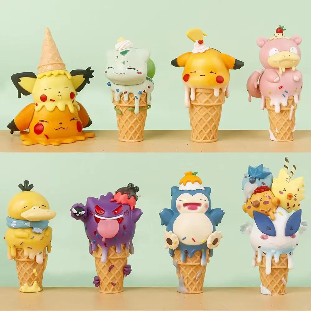 Pokémon Ice Cream Cone Blind Box Figure - Cute Psyduck and Gengar Anime Collectible Desktop Ornament Gift
