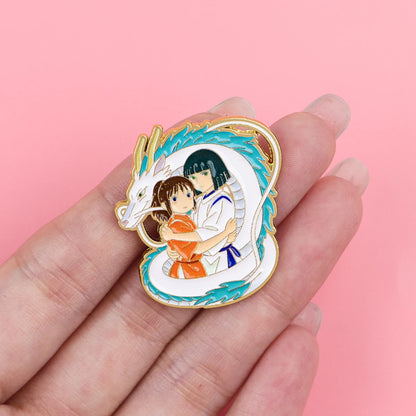 2-Piece Cool Dragon Enamel Pin Set - Cartoon Anime Lapel Brooches for Coats, Fashion Accessories and Gifts for Friends
