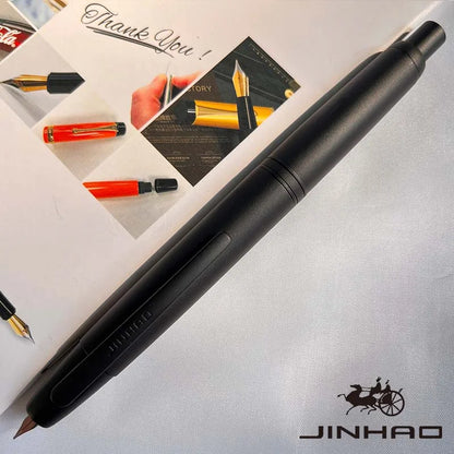 Jinhao 10 Metal Fountain Pen – Press-Out Nib, Retractable Fine Nib with Ink Converter