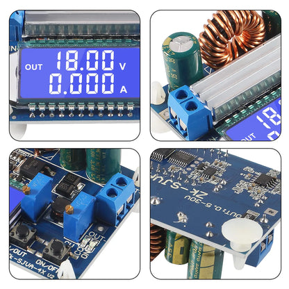 DC-DC Buck Boost Converter Module - Adjustable 5.5-30V Voltage Regulator with LCD Digital Display