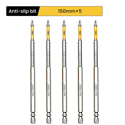 5PCS High Hardness Magnetic Phillips Drill Bit Set, Non-Slip Cross Head Screwdriver Bits 25–150mm for Electric Drill & Hand Tools