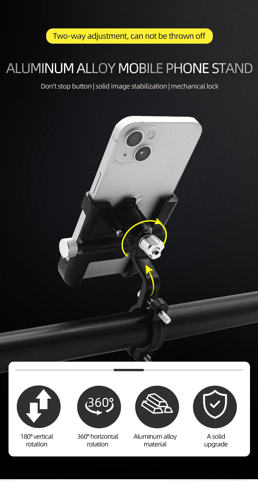 ThinkRider Anti-Vibration Bicycle Phone Mount for Mountain & Road Bikes – Navigation & Mobile Stand for E-Bikes