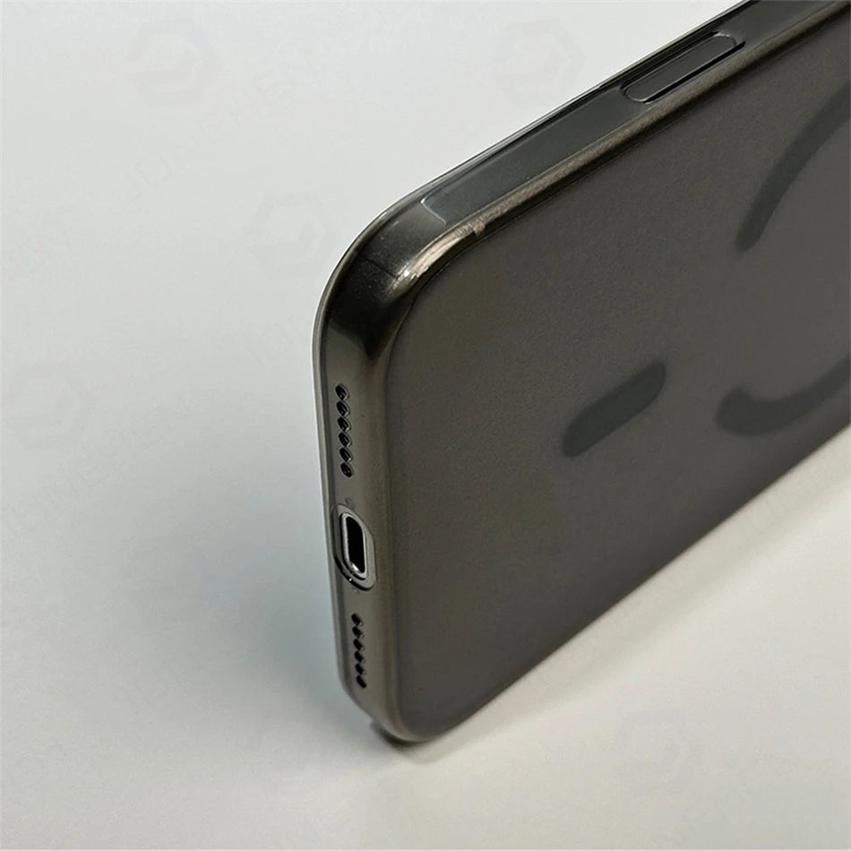 0.7mm Ultra-Thin MagSafe iPhone Case - Matte Clear Hard PC Cover with Magnetic Wireless Charging for iPhone 12–17 Air & Pro Max