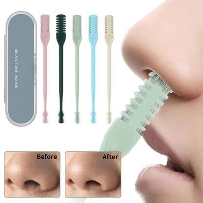 Portable Manual Nose Hair Trimmer - Waterproof Double Head Hair Remover with Storage Box for Men & Women