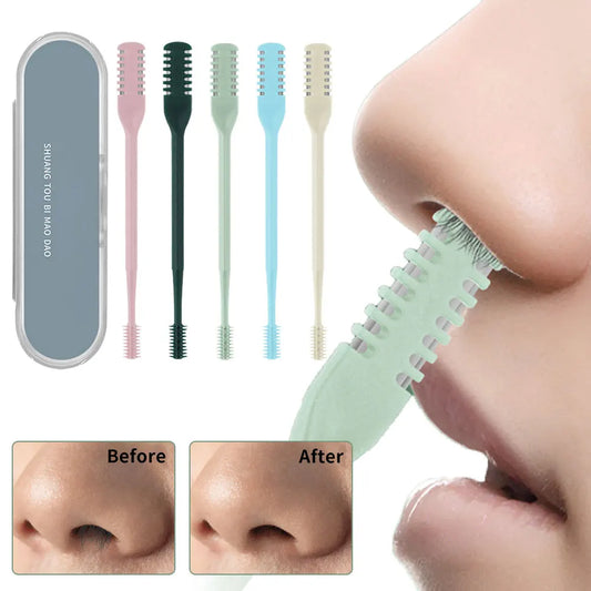Portable Manual Nose Hair Trimmer - Waterproof Double Head Hair Remover with Storage Box for Men & Women