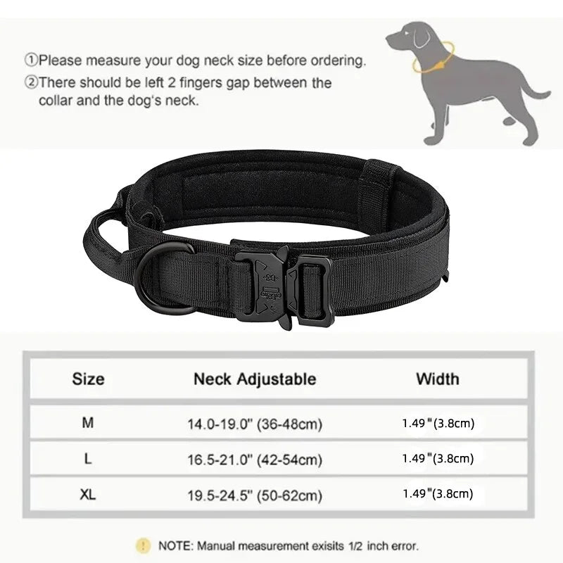 Nylon Tactical Dog Collar with Handle – Adjustable Durable Collar for Medium & Large Dogs Pet Accessories
