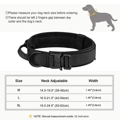 Nylon Tactical Dog Collar with Handle – Adjustable Durable Collar for Medium & Large Dogs Pet Accessories
