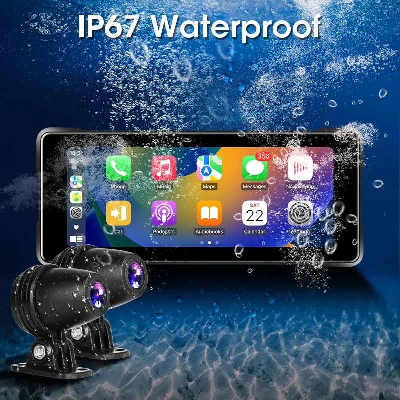 7-Inch Motorcycle GPS Navigation with Wireless Apple CarPlay & Android Auto – Waterproof Touchscreen Display, BT Connectivity, IPX7