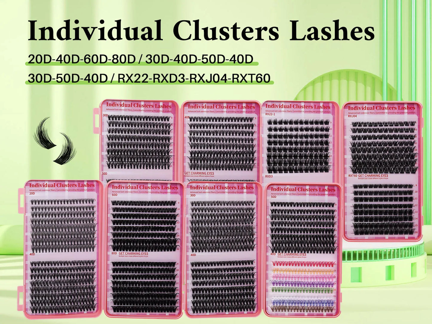DIY Lash Clusters Book – D Curl Mega Volume Eyelash Extensions with Individual Lashes for Extensions