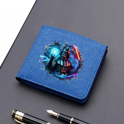 Star Wars Men's Canvas Wallet – Black/Blue/Gray Short Purse, Card Holder & Money Bag with Credit Card Case
